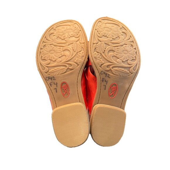 Sofft Fallon Size 7 Leather Slide Sandals Red Coral - Picture 11 of 13